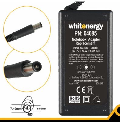 Zasilacz 19.5V | 4.62A 90W wtyk 7.4*5.0mm + pin Dell (04085)