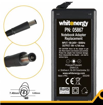 Zasilacz 19V | 4.74A 90W wtyk 7.4*5.0 mm + pin HP Compaq (05867)