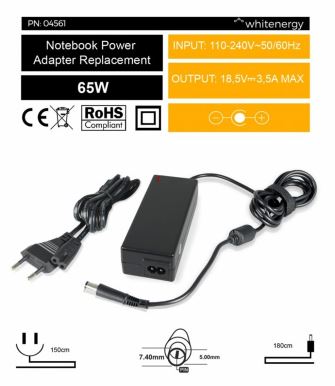 Zasilacz 18.5V | 3.5A 65W wtyk 7.4*5.0 + pin HP Compaq   04561 zdjęcie 2