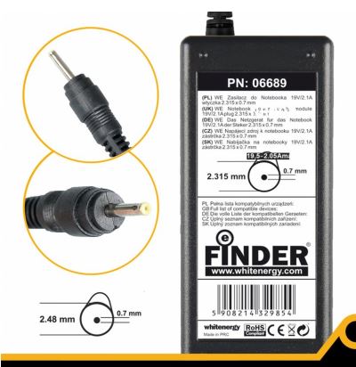 Zasilacz 19V | 2.1A 40W wtyk 2.48*0.7 mm - 06689