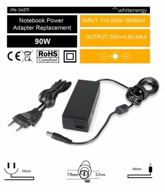 Zasilacz 20V | 4.5A 90W wtyk 7.9*5.5mm + pin IBM 4571 zdjęcie 2