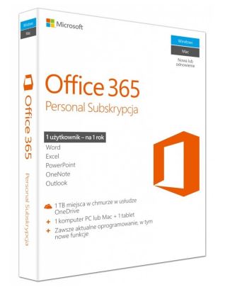 Office 365 Personal PL P2 1Y 1 Użytkownik /1 komputer PC lub Mac QQ2-00535. Stare SKU: QQ2-00075