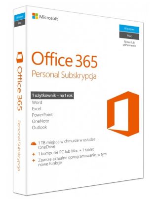 Office 365 Personal PL P2 1Y 1 Użytkownik /1 komputer PC lub Mac QQ2-00535. Stare SKU: QQ2-00075
