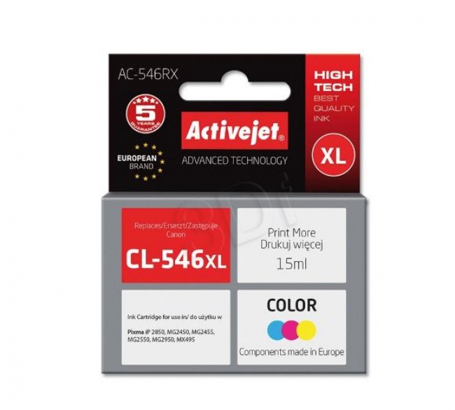 Tusz Activejet AC-546RX (Canon CL-546XL) premium 15ml trójkolorowy