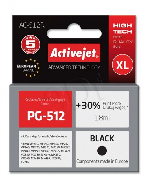 Tusz Activejet AC-512R (Canon PG-512) premium 18ml czarny