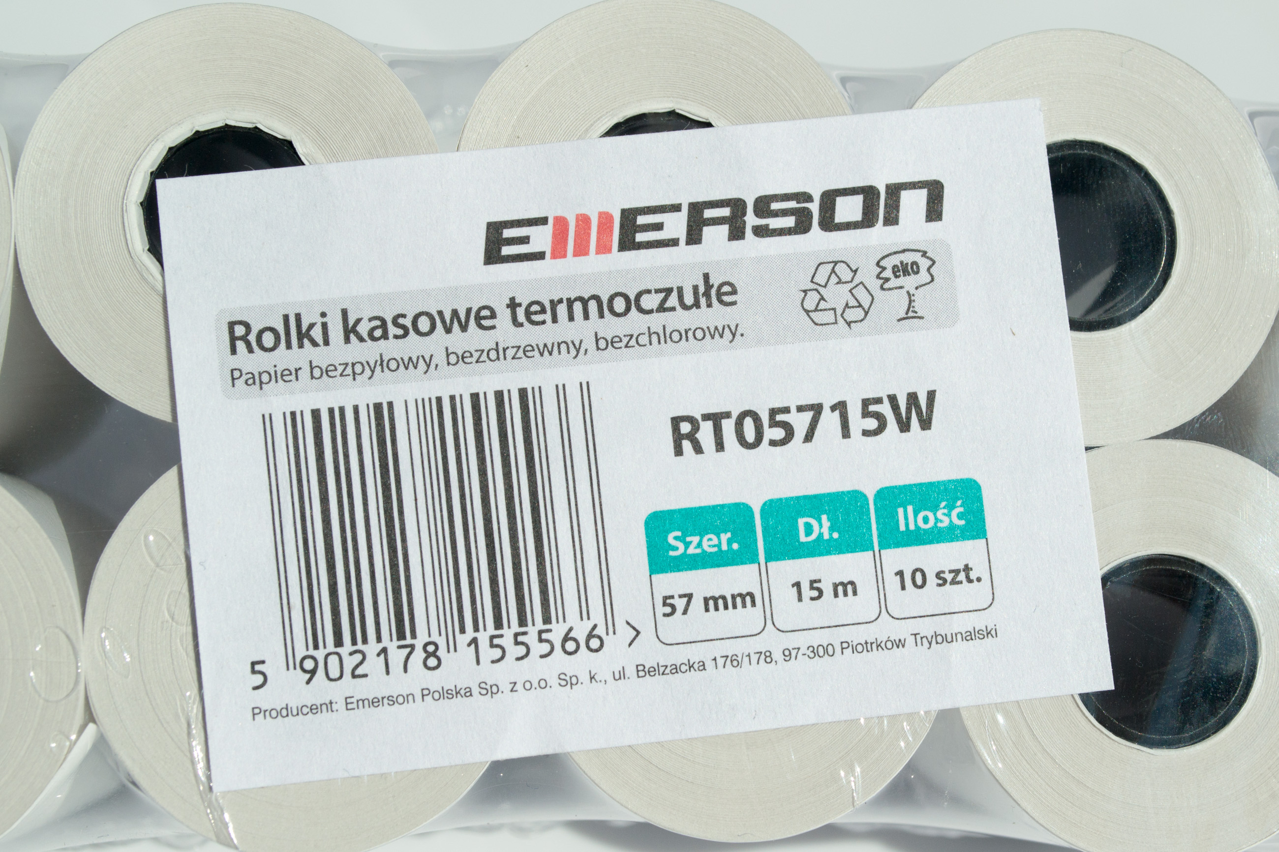 Papier do kasy 57x15 thermal Emerson 10 rolek zdjęcie 2