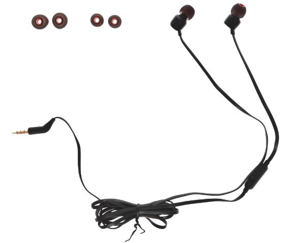 Słuchawki douszne JBL T110 Czarne + mikrofon zdjęcie 2
