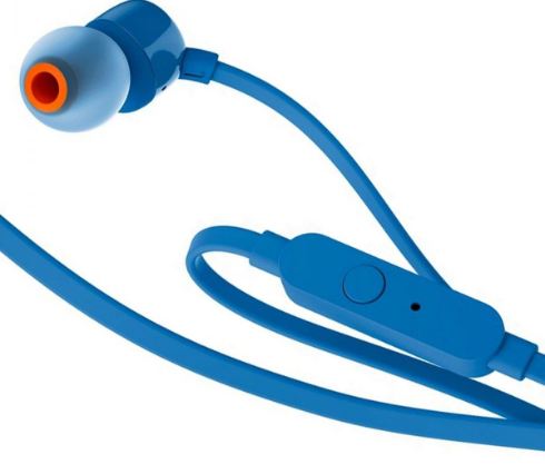 Słuchawki douszne JBL T110 Niebieski + mikrofon zdjęcie 2