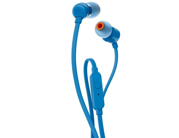 Słuchawki douszne JBL T110 Niebieski + mikrofon zdjęcie 3