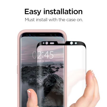 Szkło hartowane SPIGEN GLAS.TR CASE FRIENDLY GALAXY S8 BLACK zdjęcie 3