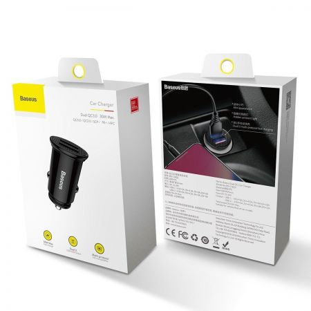 Ładowarka samochodowa Baseus Circular 2xUSB QC3.0 5A 30W (czarna) zdjęcie 4