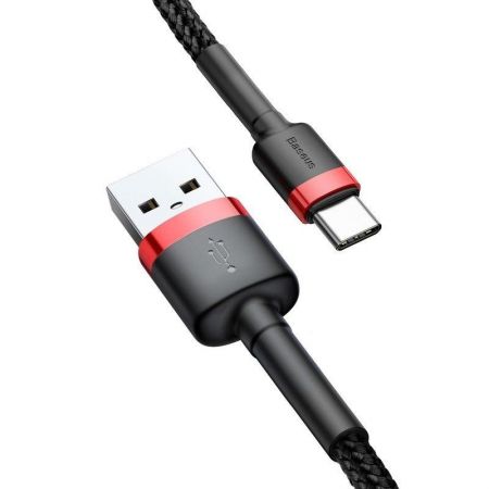 Kabel USB-C Baseus Cafule 3A 1m (czerwono-czarny) zdjęcie 3