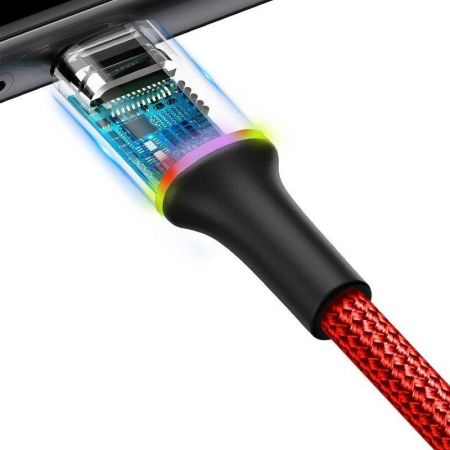 Kabel USB-C z podświetleniem LED Baseus Halo 3A 1m (czerwony) zdjęcie 3