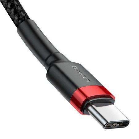 Kabel USB-C PD Baseus Cafule PD 2.0 QC 3.0 60W 2m (czarno-czerwony) zdjęcie 4