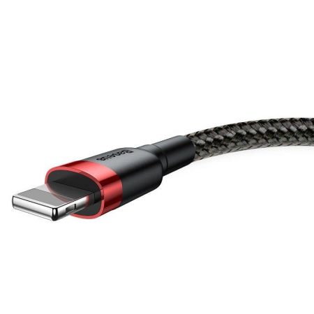 Kabel Lightning USB Baseus Cafule 2,4A 0,5m (czarno-czerwony) zdjęcie 3