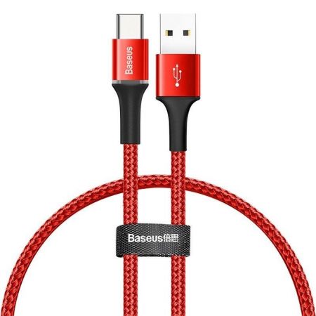 Kabel USB-C z podświetleniem LED Baseus Halo 0,25m 3A (czerwony)