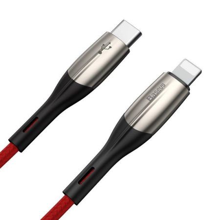Kabel USB-C do Lightning PD Baseus Horizontal, Power Delivery, dioda LED, 2m (czerwony) zdjęcie 2