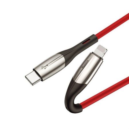 Kabel USB-C do Lightning PD Baseus Horizontal, Power Delivery, dioda LED, 2m (czerwony) zdjęcie 3