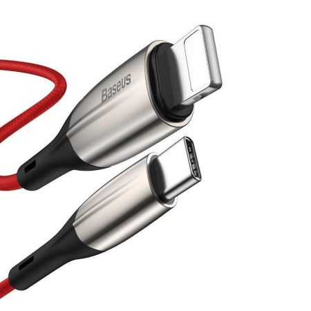 Kabel USB-C do Lightning PD Baseus Horizontal, Power Delivery, dioda LED, 2m (czerwony) zdjęcie 4