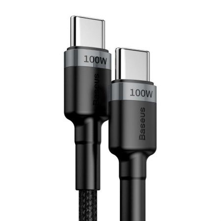 Kabel USB-C Baseus Cafule, QC 3.0, PD 2.0, 100W, 5A, 2m (szaro-czarny) zdjęcie 2