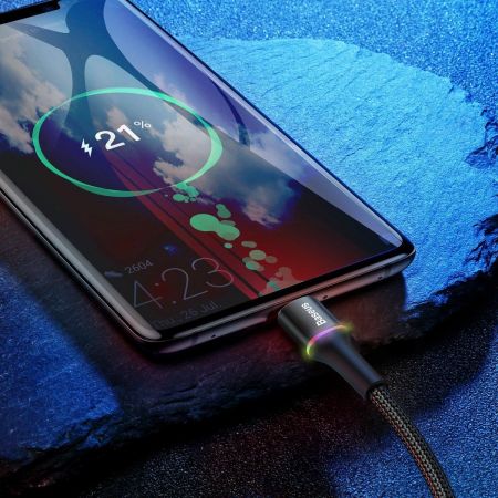 Kabel USB-C z podświetleniem LED Baseus Halo 0,25m 3A (czarny) zdjęcie 3