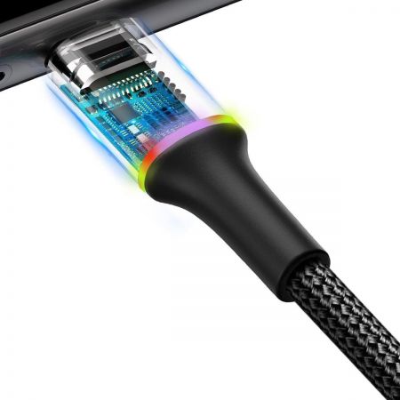Kabel USB-C z podświetleniem LED Baseus Halo 0,25m 3A (czarny) zdjęcie 4