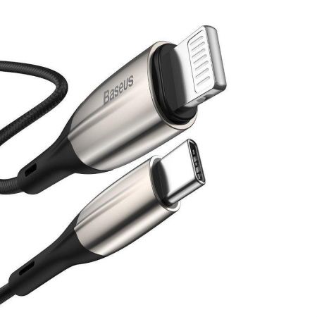 Kabel USB-C do Lightning PD Baseus Horizontal, Power Delivery, dioda LED, 2m (czarny) zdjęcie 2
