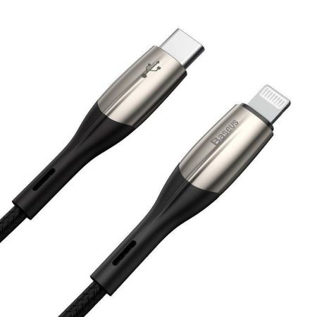 Kabel USB-C do Lightning PD Baseus Horizontal, Power Delivery, dioda LED, 2m (czarny) zdjęcie 4