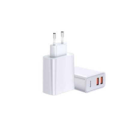Szybka ładowarka sieciowa Baseus 2x USB QC 3.0 30W (biała) zdjęcie 2