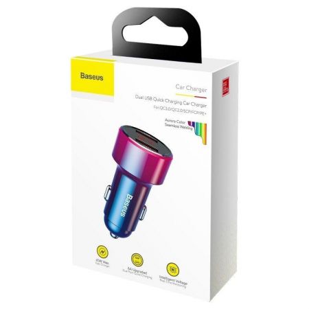 Ładowarka samochodowa Baseus Magic 2x USB QC 3.0 45W (czerwono-niebieska) zdjęcie 2