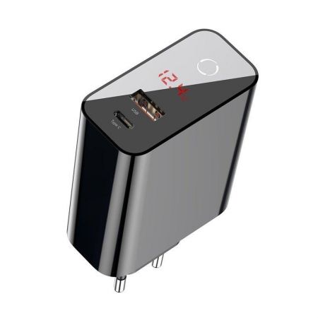Szybka ładowarka sieciowa USB + USB-C Baseus PD + QC 3.0 45W (czarna) zdjęcie 4