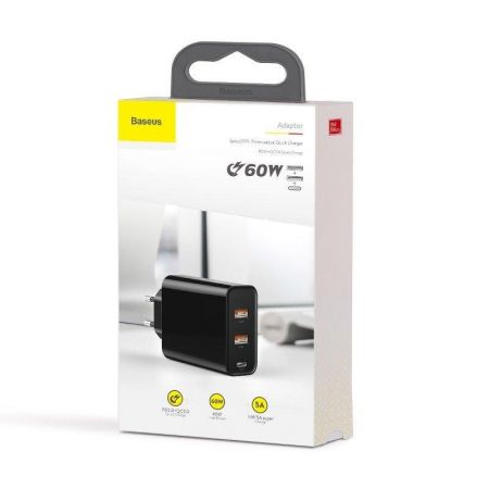 Ładowarka sieciowa USB Baseus PPS 2xUSB QC + USB-C PD 60W (biała) zdjęcie 2