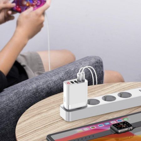Ładowarka sieciowa Baseus Mirror Lake, 4x USB, 6A, 30W (biała) zdjęcie 4