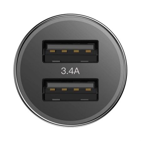 Ładowarka samochodowa + kabel Lightning Baseus Small Screw 2xUSB 3.4A (czarna) zdjęcie 4