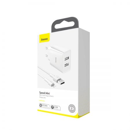Ładowarka sieciowa Baseus Speed Mini 10.5W z kablem USB Lightning 2.4A 1m (biała) zdjęcie 3