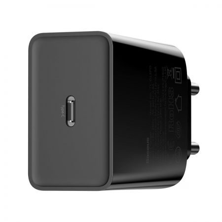 Ładowarka sieciowa USB-C PD Baseus Mini, Power Delivery 18W + kabel USB-C - Lightning 1m (czarny) zdjęcie 2