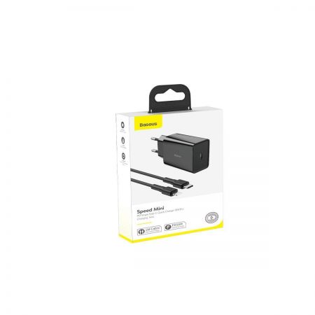 Ładowarka sieciowa USB-C PD Baseus Mini, Power Delivery 18W + kabel USB-C - Lightning 1m (czarny) zdjęcie 4