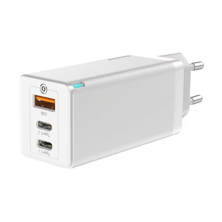 Ładowarka sieciowa Baseus GaN C+C+A, 65W, EU (biała) zdjęcie 3