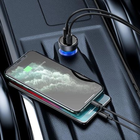 Ładowarka samochodowa Baseus Particular Digital Display z wyświetlaczem, USB + USB-C, QC3.0+PD, 5A, zdjęcie 3