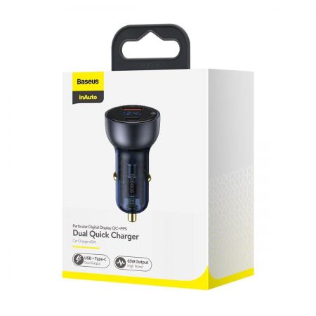 Ładowarka samochodowa Baseus Particular Digital Display z wyświetlaczem, USB + USB-C, QC3.0+PD, 5A, zdjęcie 4