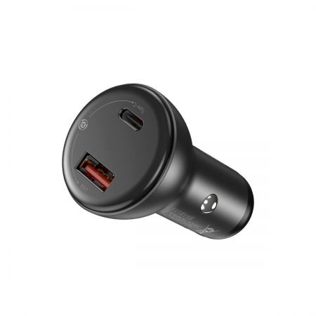 Ładowarka samochodowa Baseus Digital Display + kabel USB-C, USB + USB-C, QC3.0, PPS, PD, 45W, 3A (cz zdjęcie 3