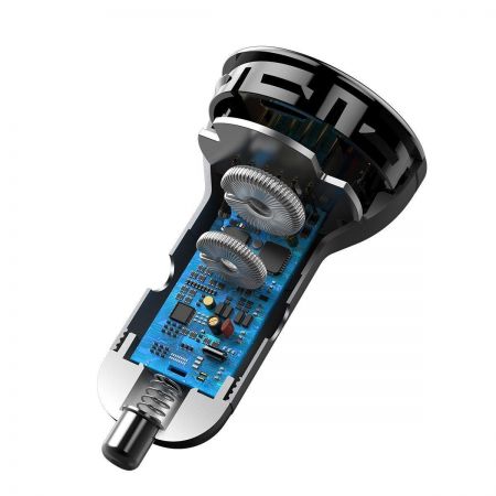 Ładowarka samochodowa Baseus Digital Display + kabel USB-C, USB + USB-C, QC3.0, PPS, PD, 45W, 3A (cz zdjęcie 4