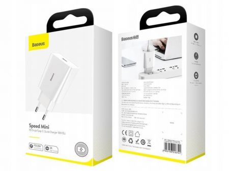 Ładowarka sieciowa USB-C PD Baseus Mini, Power Delivery, 18W (biały) zdjęcie 3