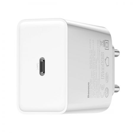 Ładowarka sieciowa USB-C PD Baseus Mini, Power Delivery, 18W (biały)