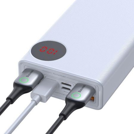 Powerbank 30000mAh z wyświetlaczem Baseus Mulight 2x USB, QC 3.0, PD (biały) zdjęcie 2