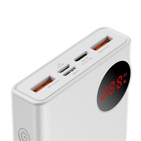 Powerbank 20000mAh z wyświetlaczem Baseus Mulight 2x USB, QC 3.0, PD, 45W (biały) zdjęcie 2