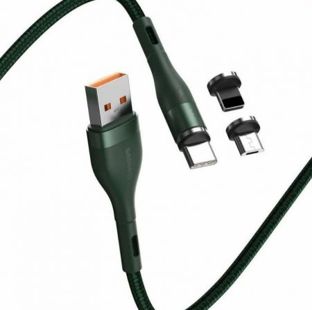 Kabel USB Baseus Fast 4w1 USB do USB-C / Lightning / Micro 5A 1m (zielony) zdjęcie 4