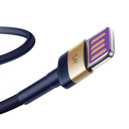 Kabel USB-C Baseus Cafule Huawei SuperCharge, QC 3.0, 5A 1m (granatowo-złoty) zdjęcie 2