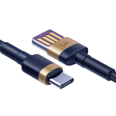Kabel USB-C Baseus Cafule Huawei SuperCharge, QC 3.0, 5A 1m (granatowo-złoty) zdjęcie 4