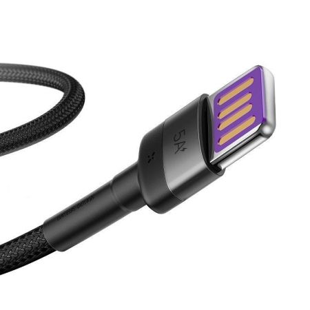 Kabel USB-C Baseus Cafule Huawei SuperCharge, QC 3.0, 5A 1m (czarno-szary) zdjęcie 2